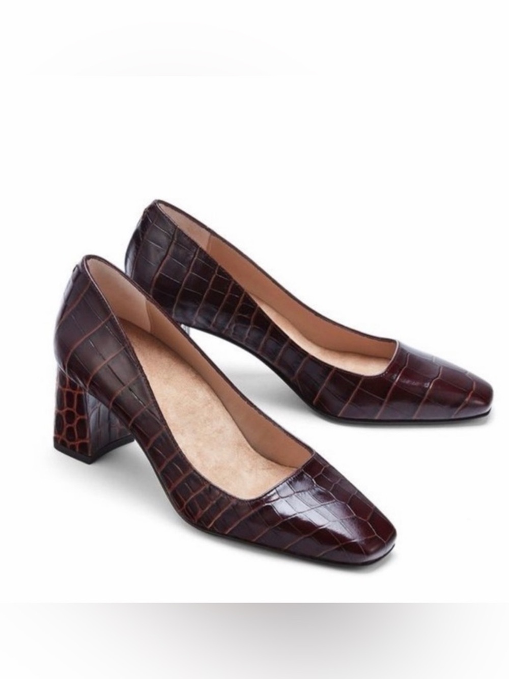 INEZ Frida Mocha Croco Heels in size 8.5 W